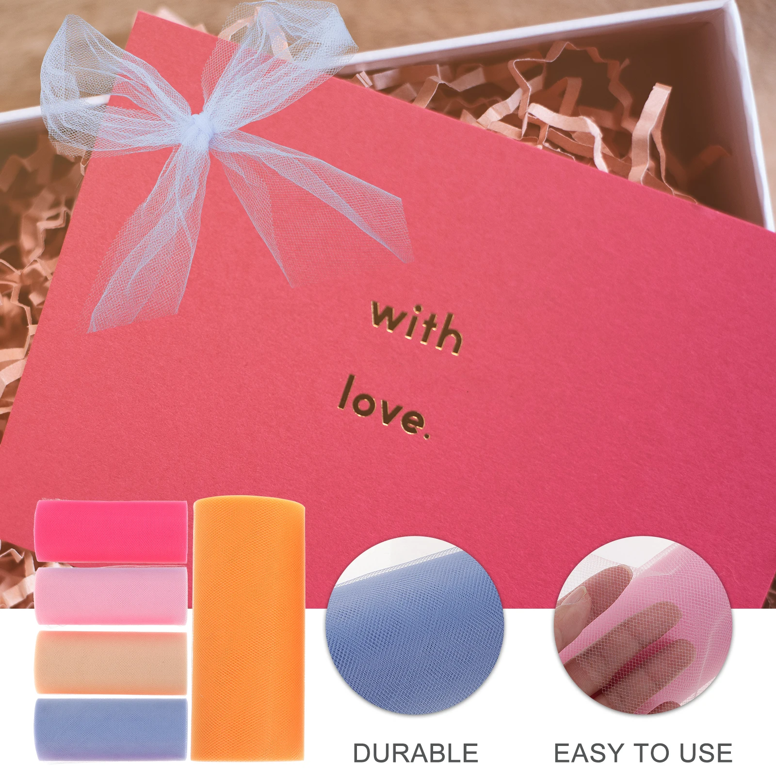 

5pcs 6 Inches 25 Yards Tulle Rolls Netting Fabric Polyester Wedding Party Decorations Craft Projects Sewing Tutu Skirts Gift