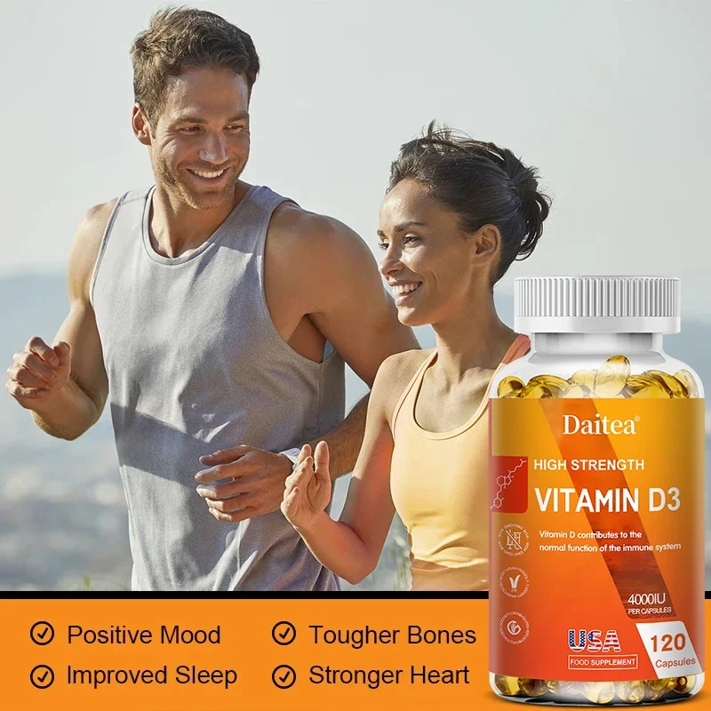 Vitamin D3 Capsules 4000IU Provide Immune and Bone Support and Promote Calcium Absorption