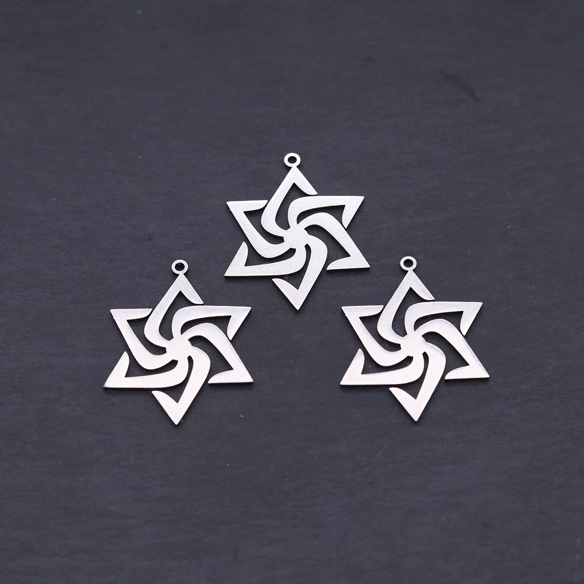 3pcs Stainless Steel Swirl Hexagram Star Charms Pendants For DIY Necklace Earring Jewelry Making Amulet Craft Accessories
