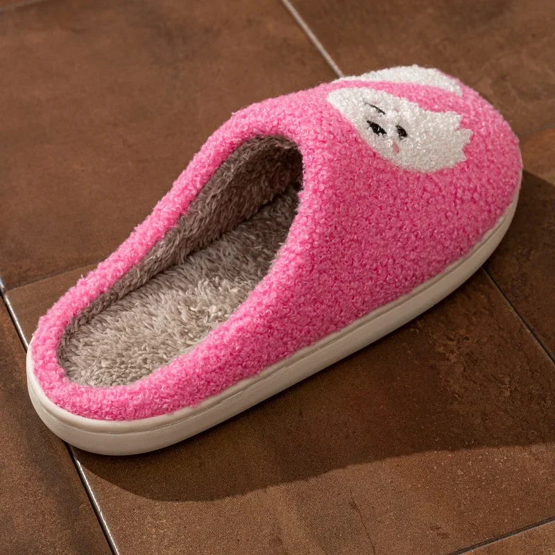 Halloween-Hausschuhe für Damen, Winter, Rosa, Niedliche Geister-Motiv, Indoor, Cartoon, Komfort, Weich, Casual, Flache Plüschschuhe als Geschenk – Detail 4