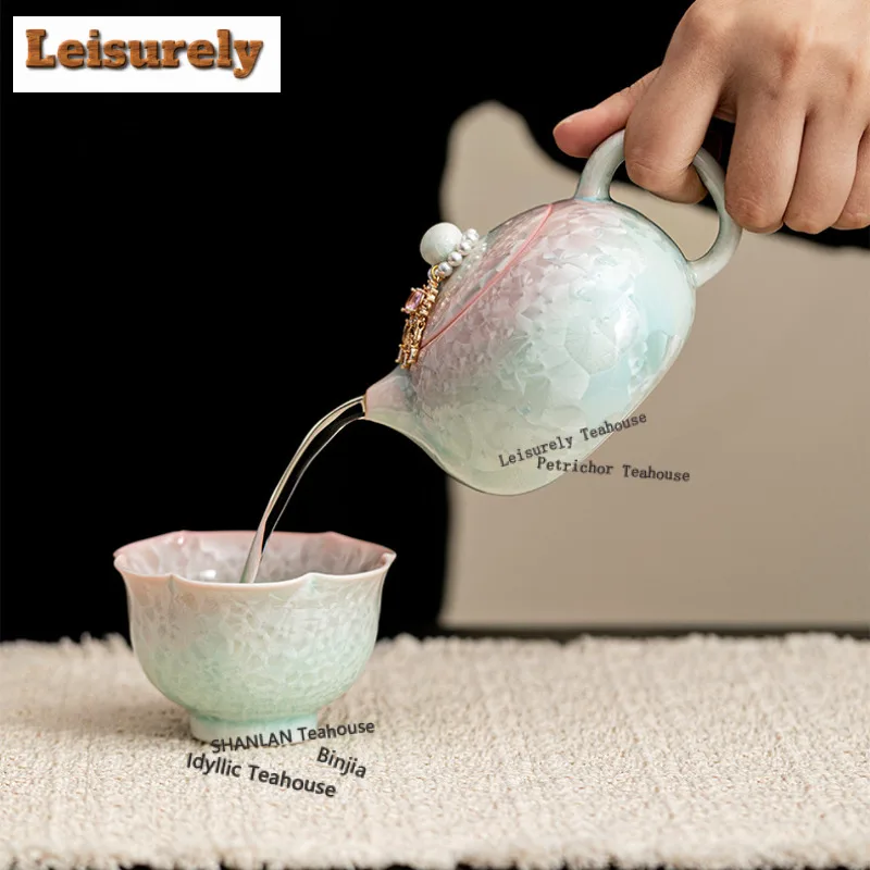 200ml Kiln Change Crystal Glaze Xishi Teapot Retro Tea Infuser Pot Tea Making Kettle With Ball Hole Drinkware Collection Gift view 2