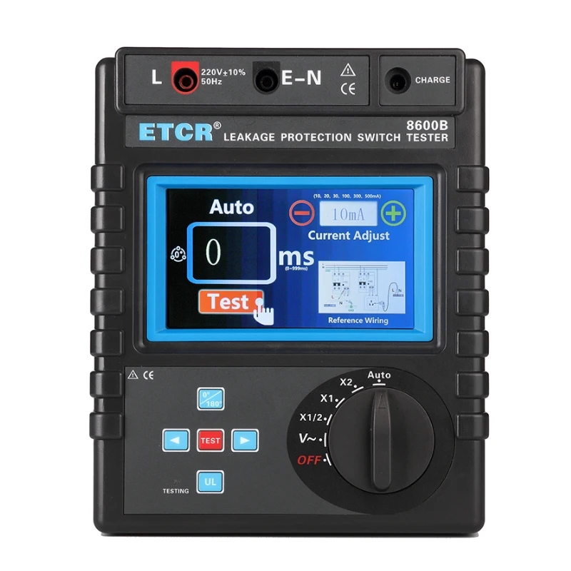 ETCR8600B Leakage Protection Breaker Residual Current Detector Tester Three-Phase Protection Switch Detector Dual Mode Lcd