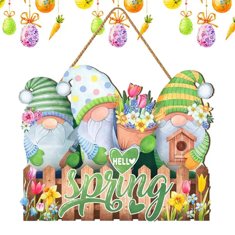 

Gnome Spring Welcome Sign Wooden Hello Spring Sign With Gnome Theme Spring Decorations With Gnome Theme Rustic Porch Indoor