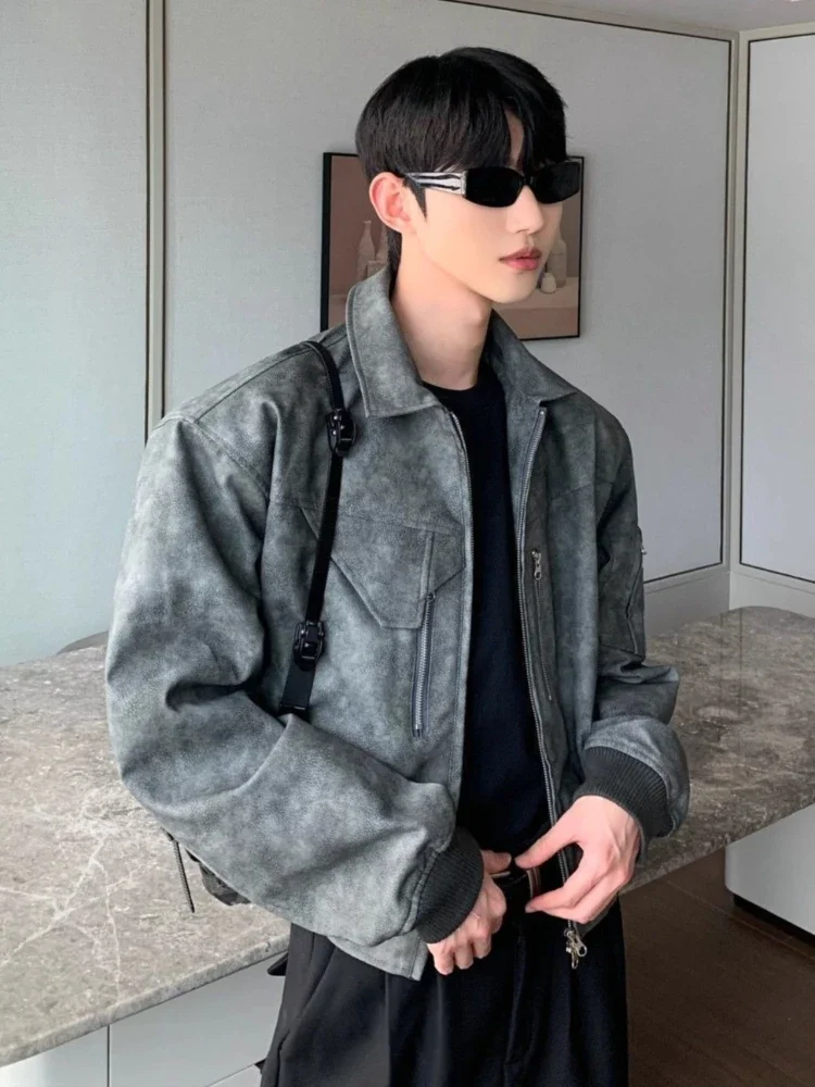 

Men's Retro Motorcycle Leather Jacket PU Material Short Length Streetwear Jacket Casual Wear​