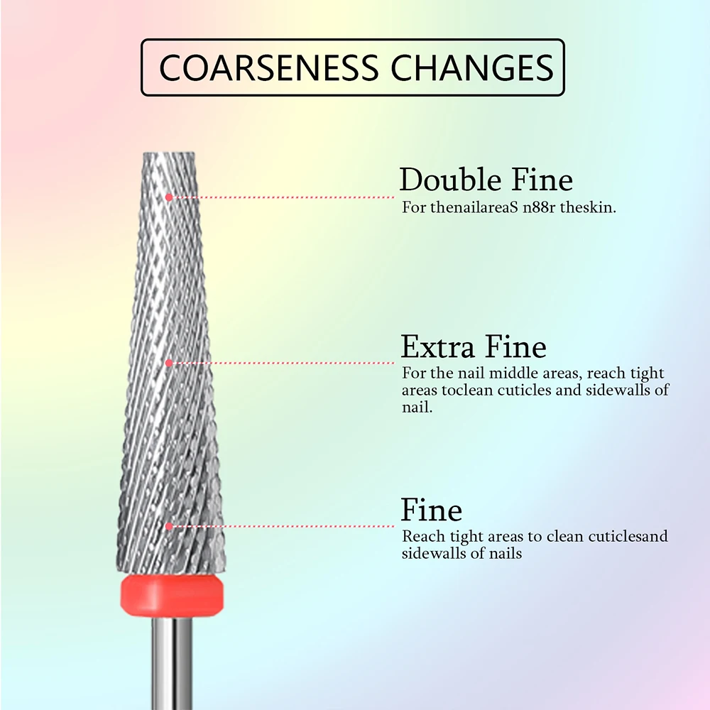 Super Long Flute Serie-Nail drill bits Gold Nail 7.0mm 5 in 1 Bits (Cross Cut)  Remove gel carbide Manicure tool accessories