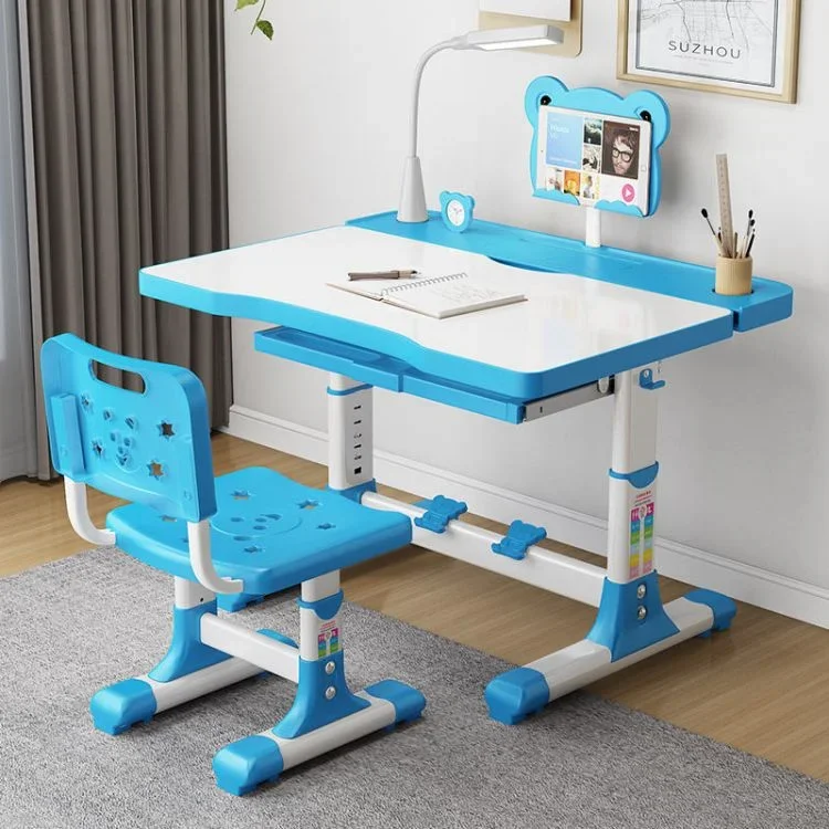 'Height Adjustable children table and chair Large Storage Children Study Desk Kids Study Table With Storage Drawer Led