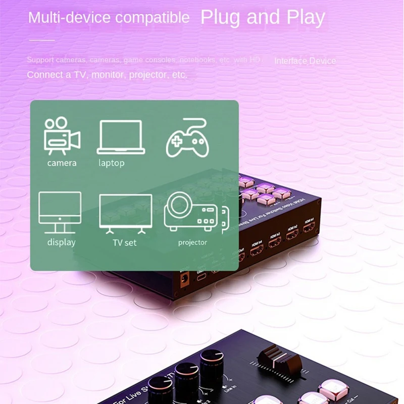 4K 4 Channel -Compatibl Video Multi Camera Switcher For Live Broadcast Streaming Production Video Mixer