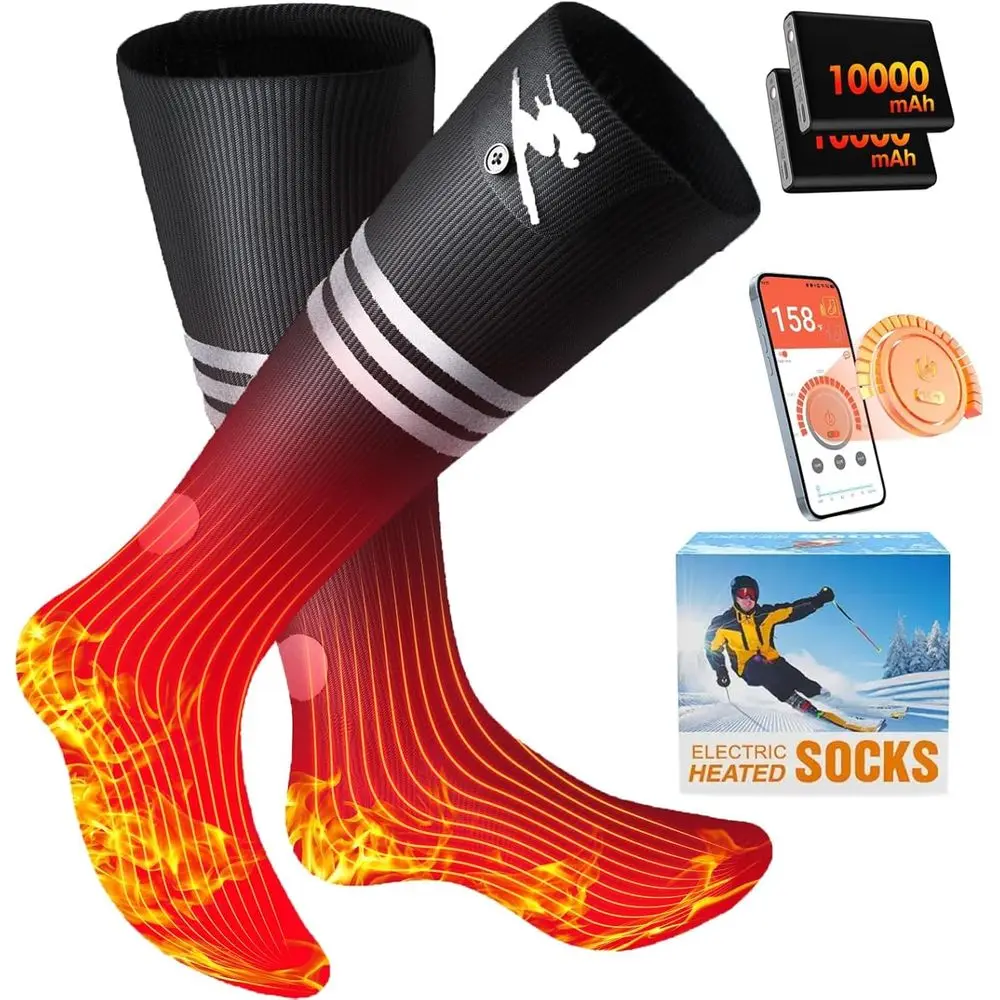 

Rechargeable Heated Socks with 20000mAh Battery for Men & Women, Lasts Up to 16 Hours, Washable for Outdoor Activities