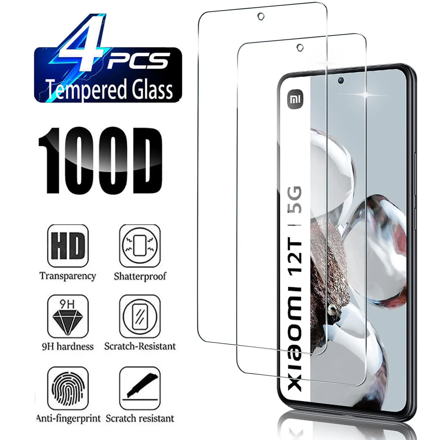 

2/4Pcs HD Full Cover Tempered Glass For Xiaomi 12T/12T Pro Glass Film