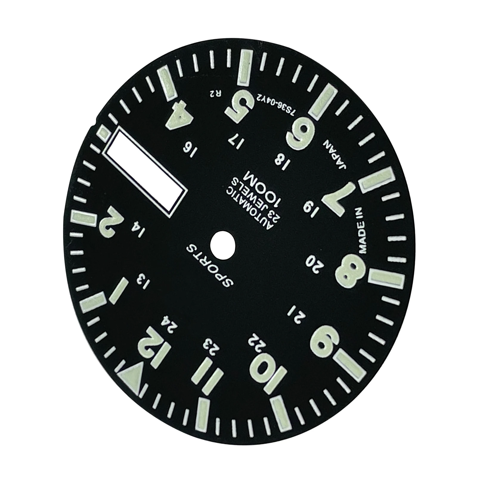 28.5mm/1.11in Super Lumin Dial for NH36A Movement C3 Green Luminous Watch Face Dial Plate Replacement Black/White Watch Parts