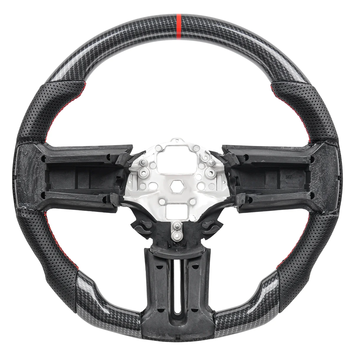 Hydro-Dip Carbon Fiber Steering Wheel For Mustang 2010 2011 2012 2013 2014 Perforated Leather Racing Wheel Car Accessories
