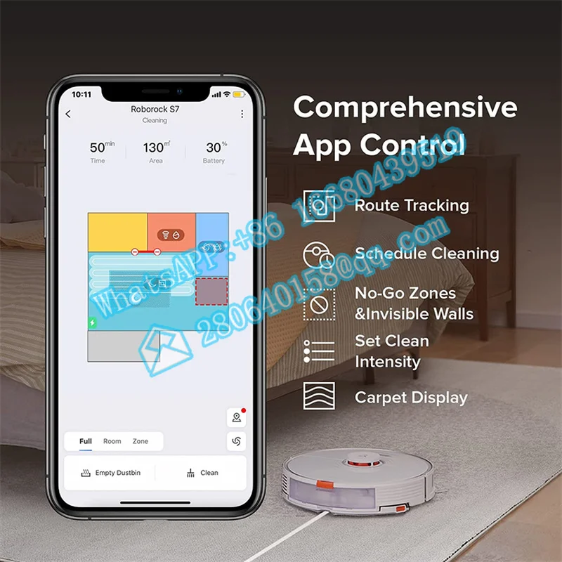Roborock S7 + Smart Home Clean Dust 2500pa App Control Laser pulizia del pavimento Mop automatico e Sweep aspirapolvere