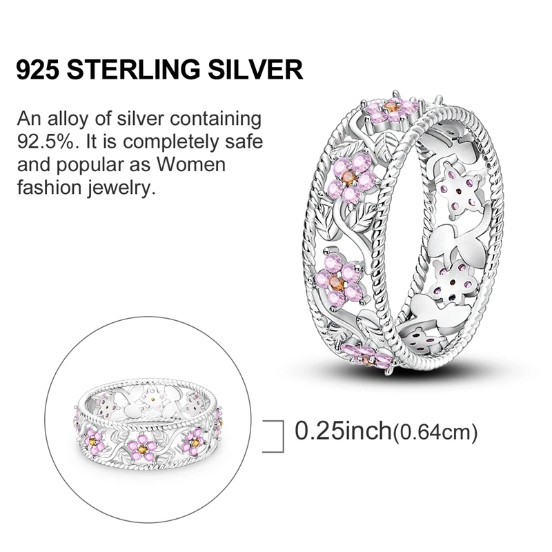 Women's 925 Sterling Silver Love Heart Sun Moon Star Iris Adjustable Ring