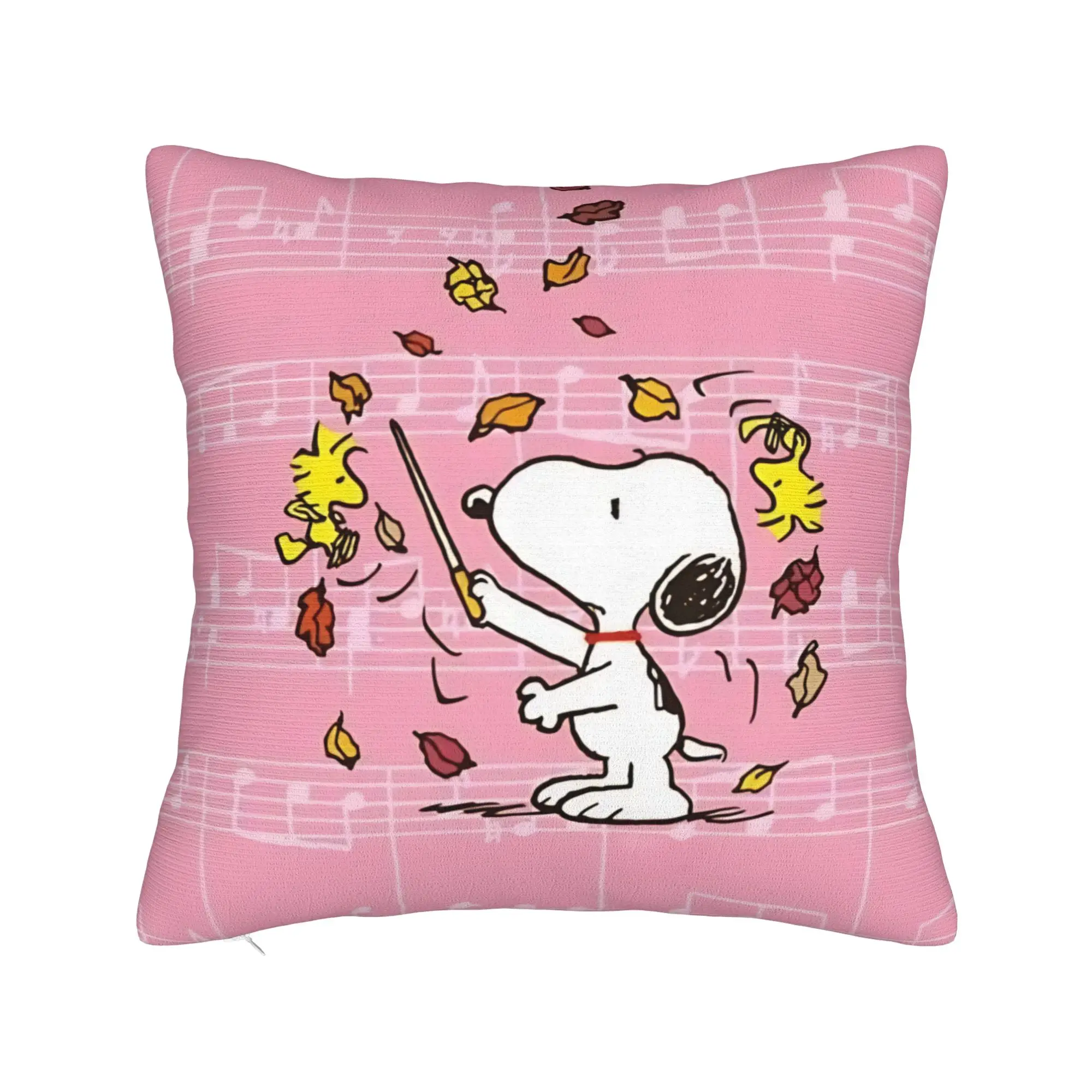 Cartoon S-Snoopys Square Pillow Case Musical Notes Staff Cushion Covers Funny Polyester Decor Pillowcase for Home 45x45cm