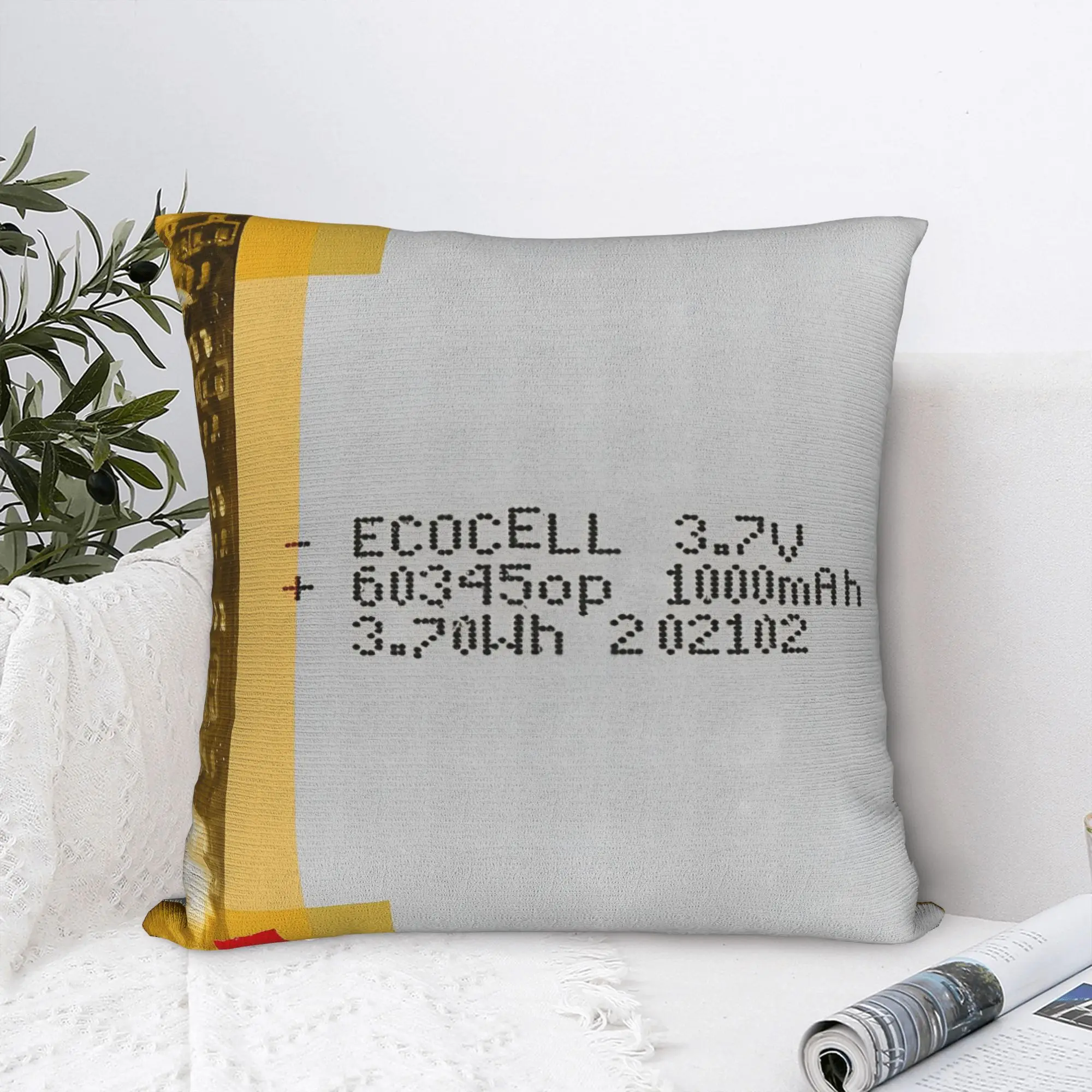 LiPo Battery  Square Pillow Cases Funny Meme Cushion Covers Customized Zippered Decor Pillowcase for Car 40*40cm
