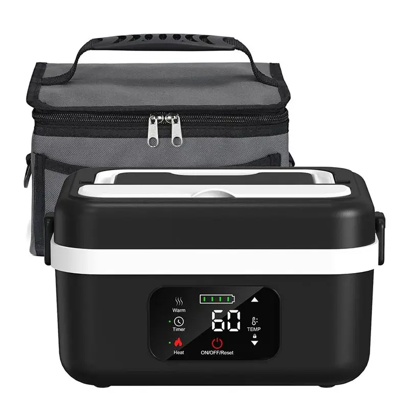 

[NEW!N92R】 Battery-Powered Electric Heated Lunch Box Cordless Rechargeable 8000Mah Food Warmer US Plug