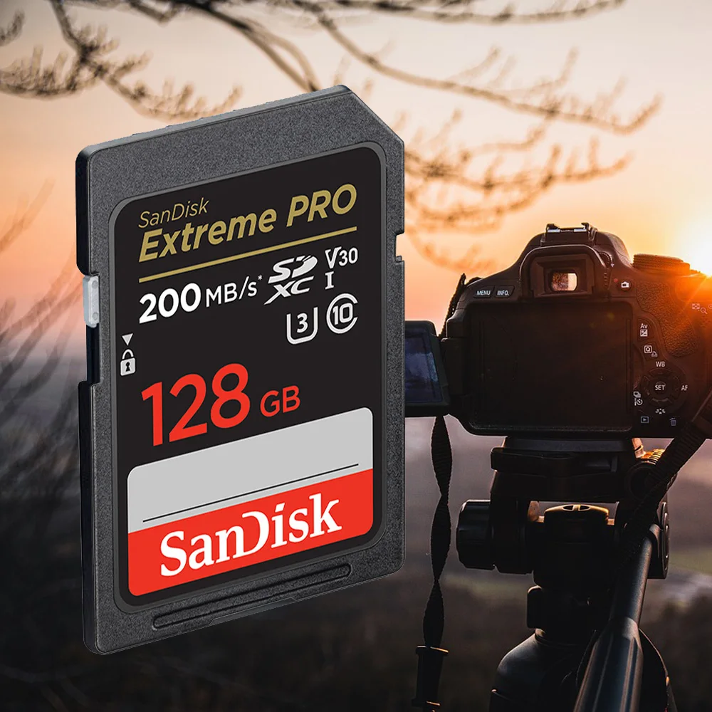 SanDisk بطاقة SD للكاميرا 100M-200M/s 256GB 128GB 64GB SDXC 32GB SDHC بطاقة الذاكرة U3 U1 4K بطاقة فلاش C10 لبطاقة فلاش الكاميرا