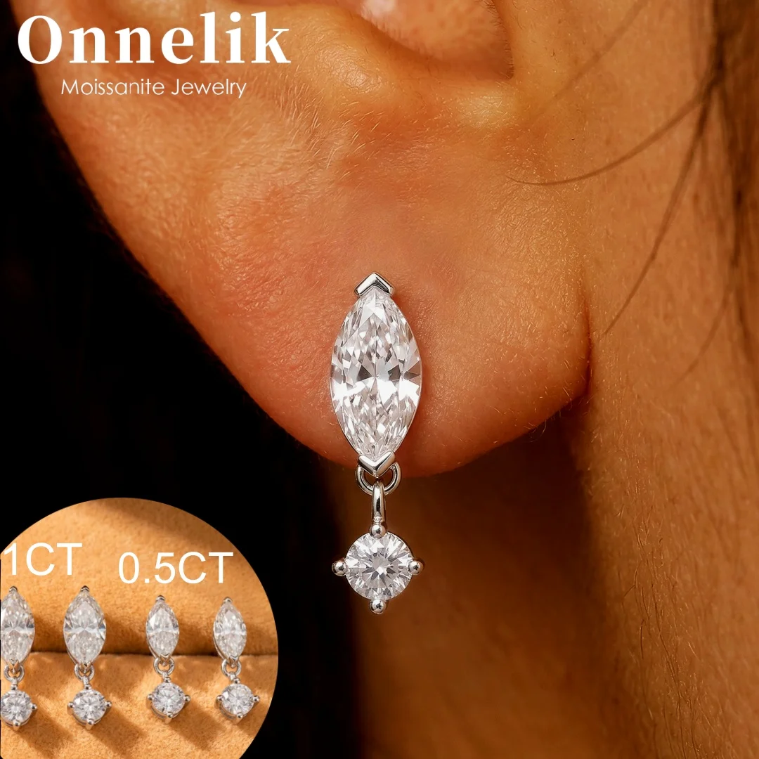 Onnelik Teardrop 0.5/1CT Moissanite Drop Earrings Sparkling Minimalist Advanced S925 Sterling Silver Classic Fine Jewelry Gifts