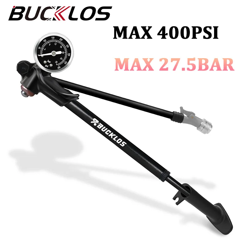 

BUCKLOS Bicycle Air Pump 400PSI 27.5bar MTB Road Schrader Presta Valve Bike Pump Aluminum Alloy Tire Air Inflator Pump