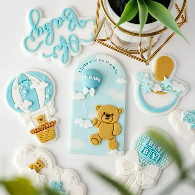 Cartoon Baby Shower Embosser Cookie Sugar Mold Chocolate Cupcake Baking Fondant Cake Decorating Tools for Boy Birthday Party
