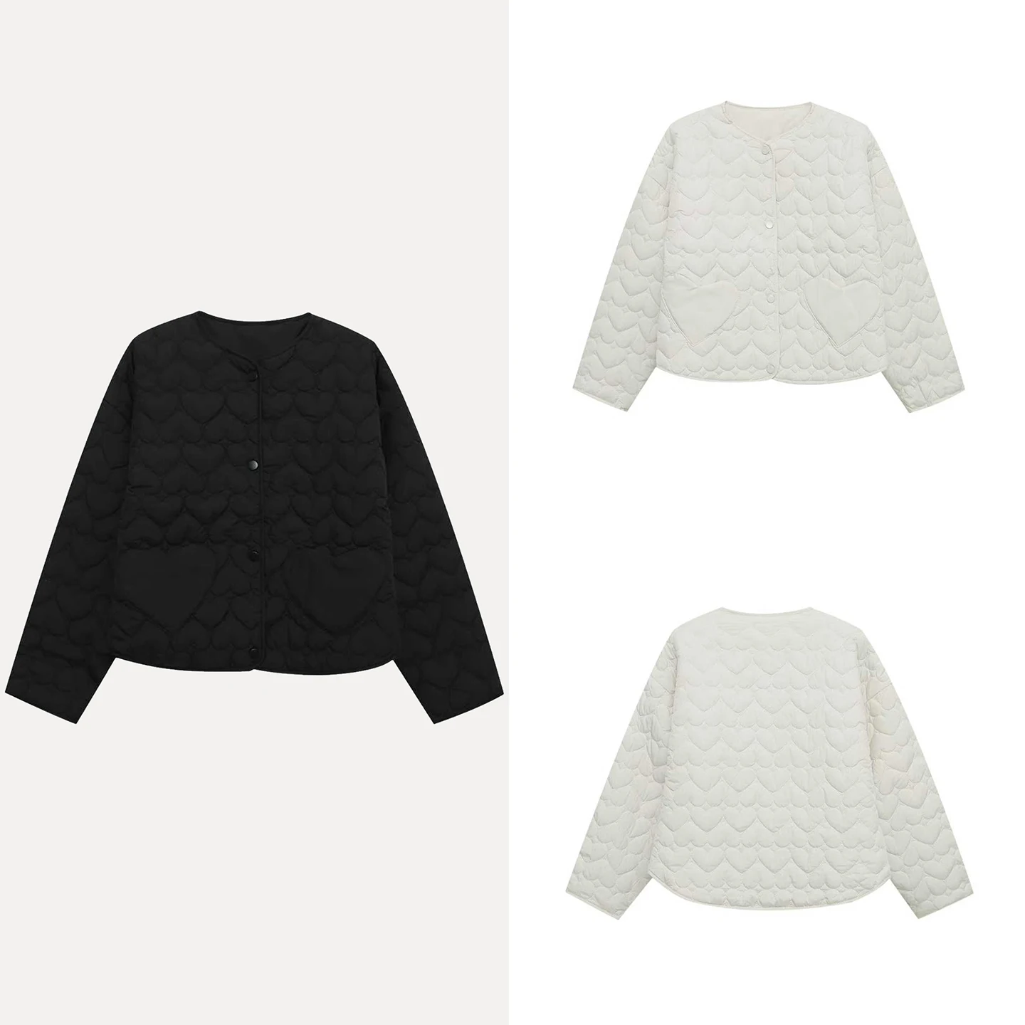 

Z Women's Faion Heart Pattern Long Sve Cotton Jaet ort Coat Sli Commute Straight Cut Chinese Brand 2025 Autumn