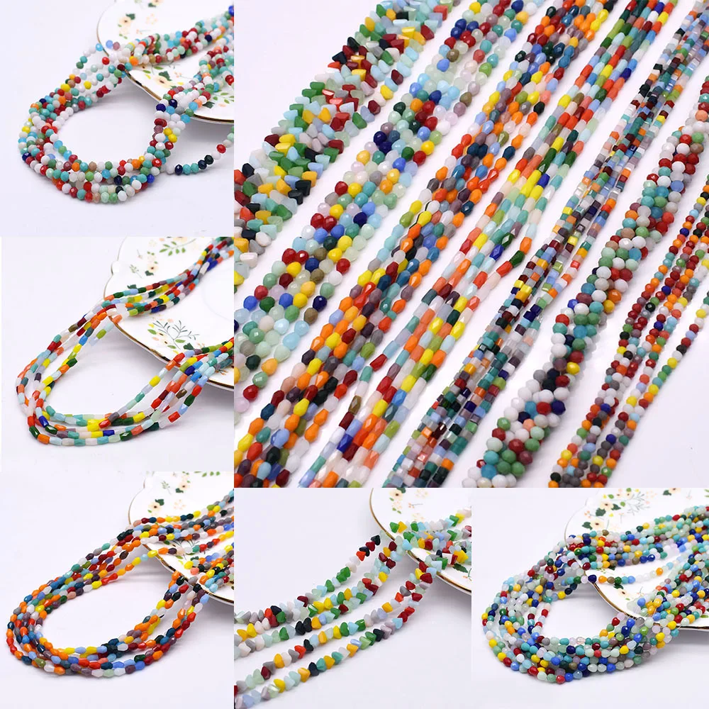 Mixed Color 2 3 4mm Czech Crystal Glass Beads Loose Spacer Cube Square Triangular Crystal Glass Beads for Jewelry Making DIY