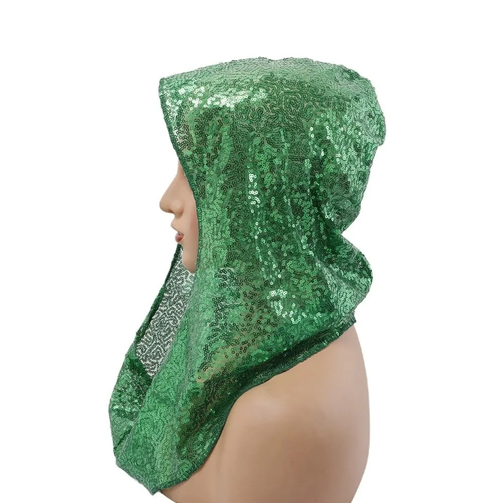 

Cyberpunk Sequin Pullover Hat Lace Polyester Glitter Turban Breathable Lightweight Hooded Headscarf Sport