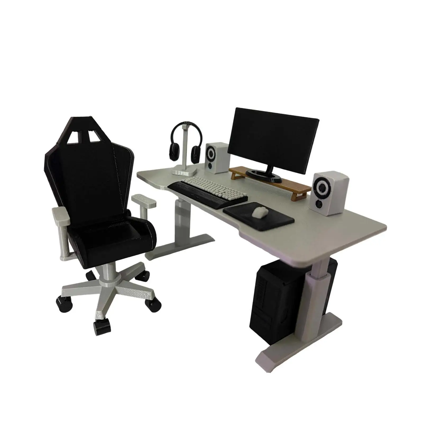 

Miniature Office Furniture Simulated Compact Pretend Play Toy DIY Scene Accessories Layout Decoration 1:12 Scale Computer Desk