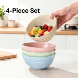 4Pcs Cereal Bowl Set Unbreakable Bowl Dessert and Salad Bowl Durable Breakfast Bowl Soup Bowl Dishwasher and Microwave Safe