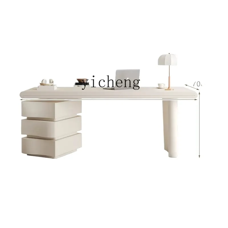 Tqh Cream Style Desk Chair Assemblage Zone Storage Drawer Writing Desk Computer Desk Home Office Study Table White