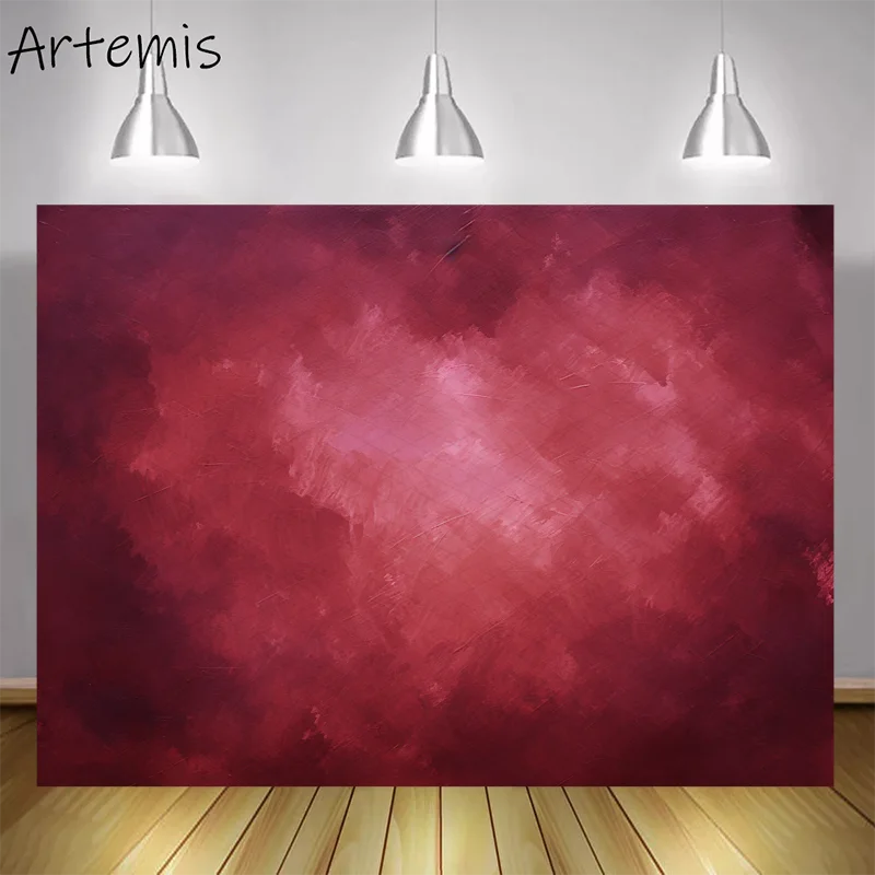 Valentine's Day Background Abstract Claret Painting Brushwork Textured Art Children's Birthday Portrait Backdrop Photo Studio