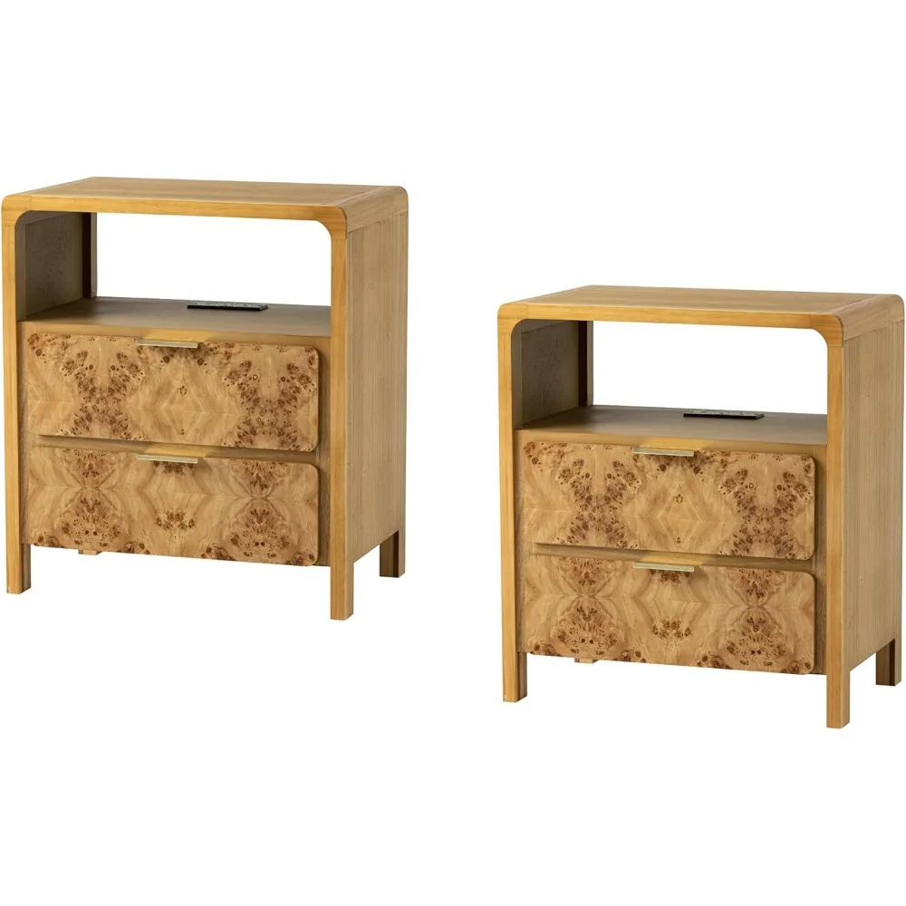 

Set of 2 with Charging Station, Side Table with Power Outlet and USB & Type C Ports, Nightstands