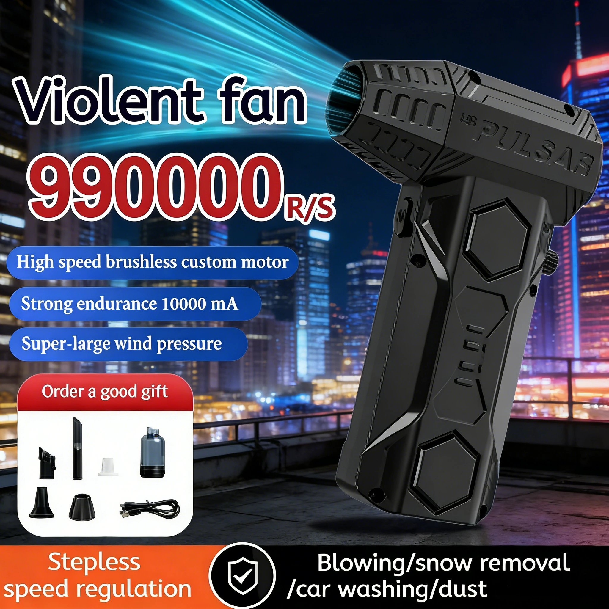 

X11 990000RPM 2-in-1 Car Vacuum Dust Blaster | Brushless Turbo Jet 10000mAh Portable Blower