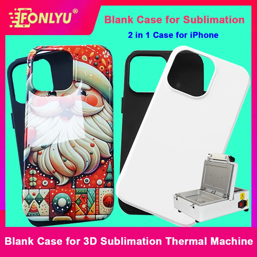 

FONLYU 3D Film Sublimation 2 in 1 Blank Phone Case Cover for iPhone 11 12 13 14 15 16 17 pro Max Exact Hole Full wrapped Shell