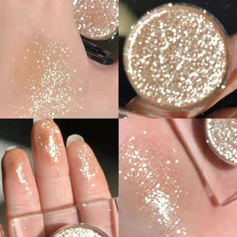 Sombra com glitter, destaque monocromático, pó brilhante, de longa duração, maquiagem brilhante para rosto e olhos, pálpebras e maçãs de bochecha