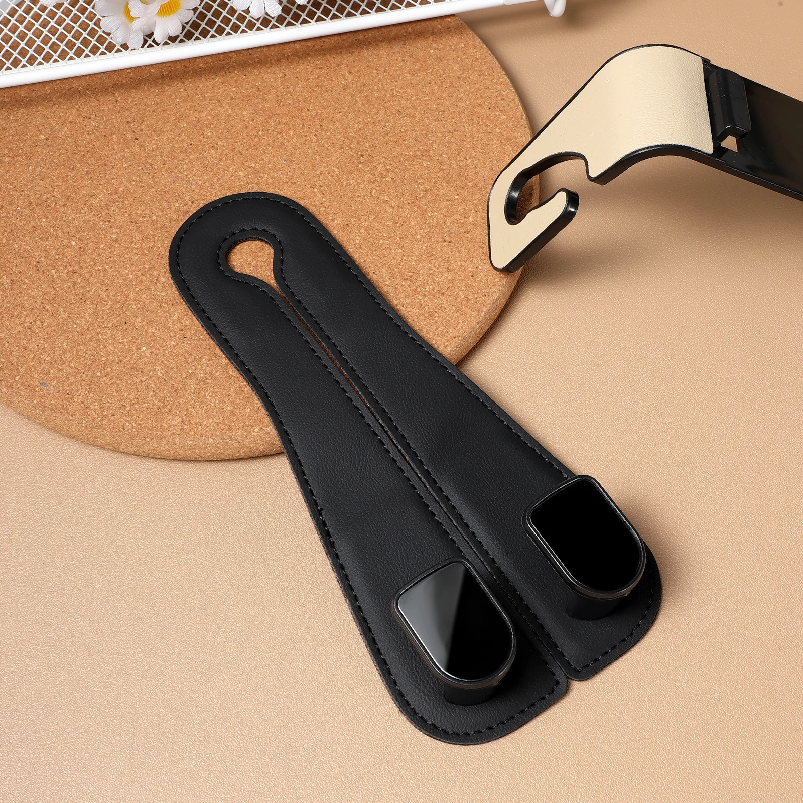 

2pcs Black Car Seat Hooks Universal Fit Most Vehicles Space Saving Easy Install Bag Holder Plastic Seatback Hooks Car