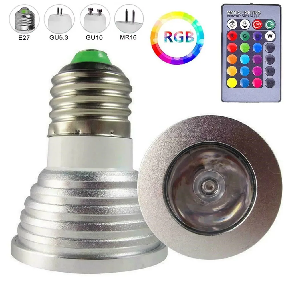 LED Spotlight With Remote Control Spotlights Downlight Fittings Ceiling Living Power Bulbs GU10 MR16 Bulb RGB 110V Lamp COB For