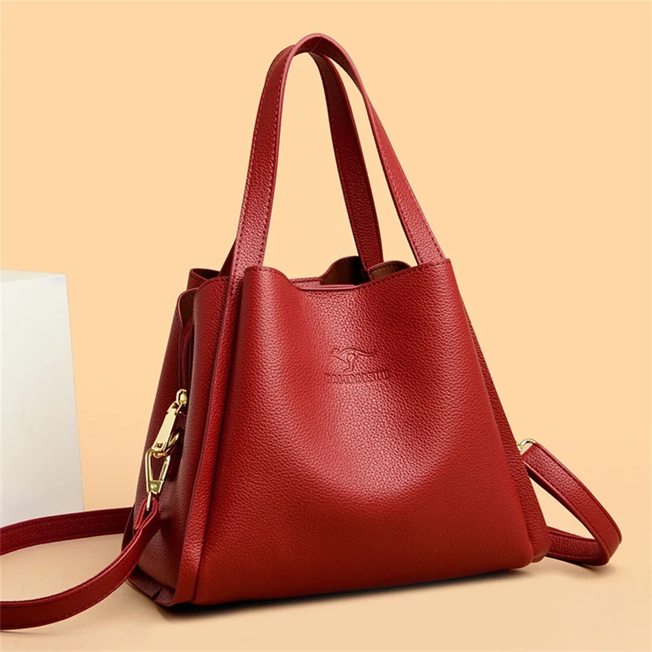 Brand High Quality Soft Leather Large Capacity Top-handle Bags Female Handbags Women Shoulder Crossbody Totes Messanger Bag