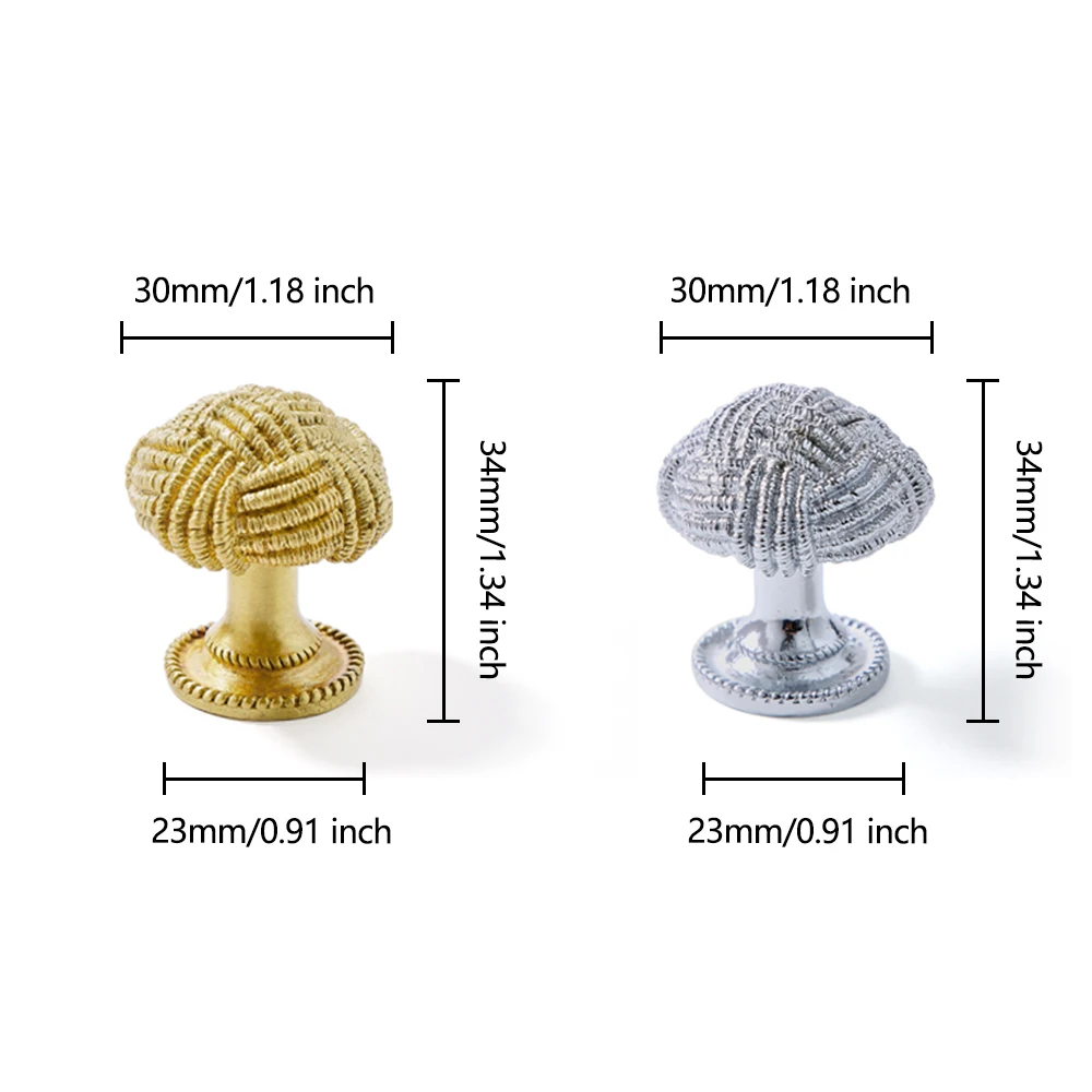 Braided Rope Cluster Brass Cabinet Knobs Nightstand Pulls Drawer Knobs Closet Door Handles Dresser Pulls Gold Furniture Knobs