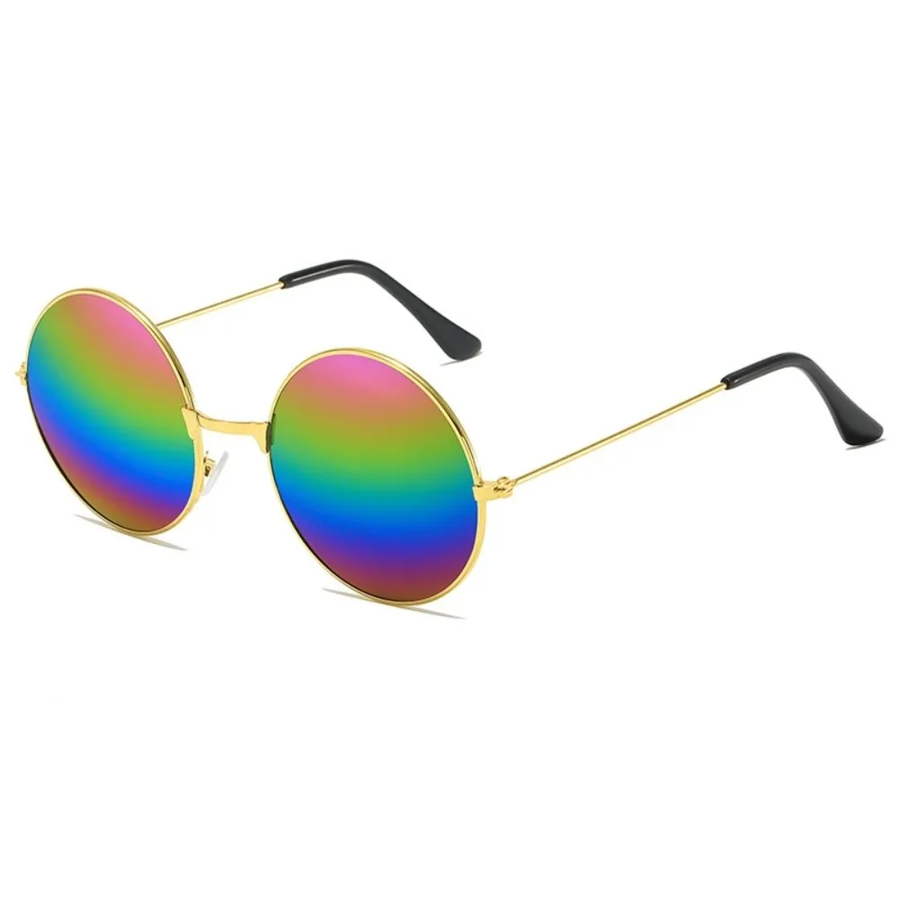 

Metal Round-frame Sunglasses Hip Hop Candy Color Lens Circle Sun Glasses Street Photography Anti UV Shades Eyewear