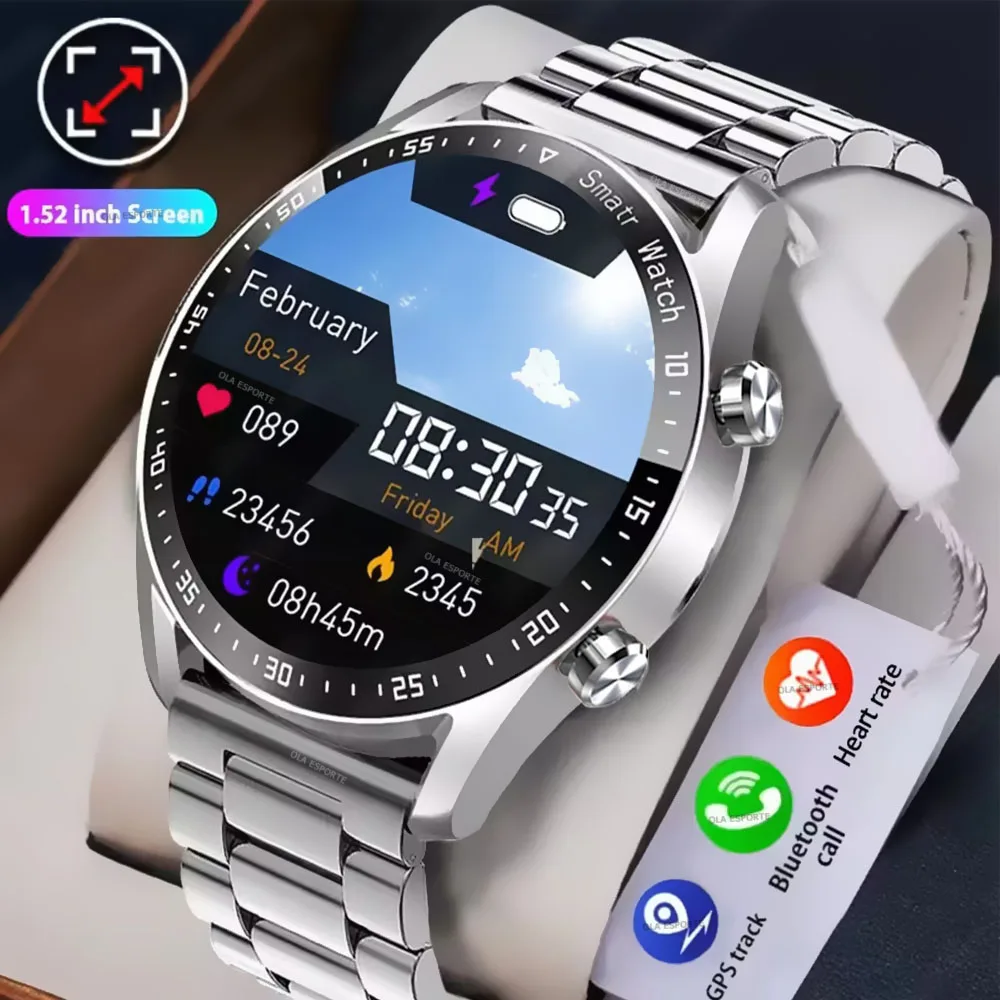 بلوتوث دعوة ساعة ذكية الرجال 1.53 بوصة 360*360 HD عرض معدل ضربات القلب النوم الصحة جهاز تعقب للياقة البدنية لتحديد المواقع الرياضة Smartwatches 2025