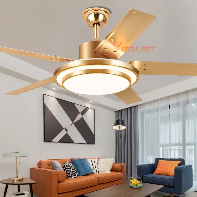 Modern LED Ceiling Fan Light DC Motor Mute Ceiling Fan Lamp Silver Gold Music Bluetooth Colorful 110V 220V Remote Control Fan