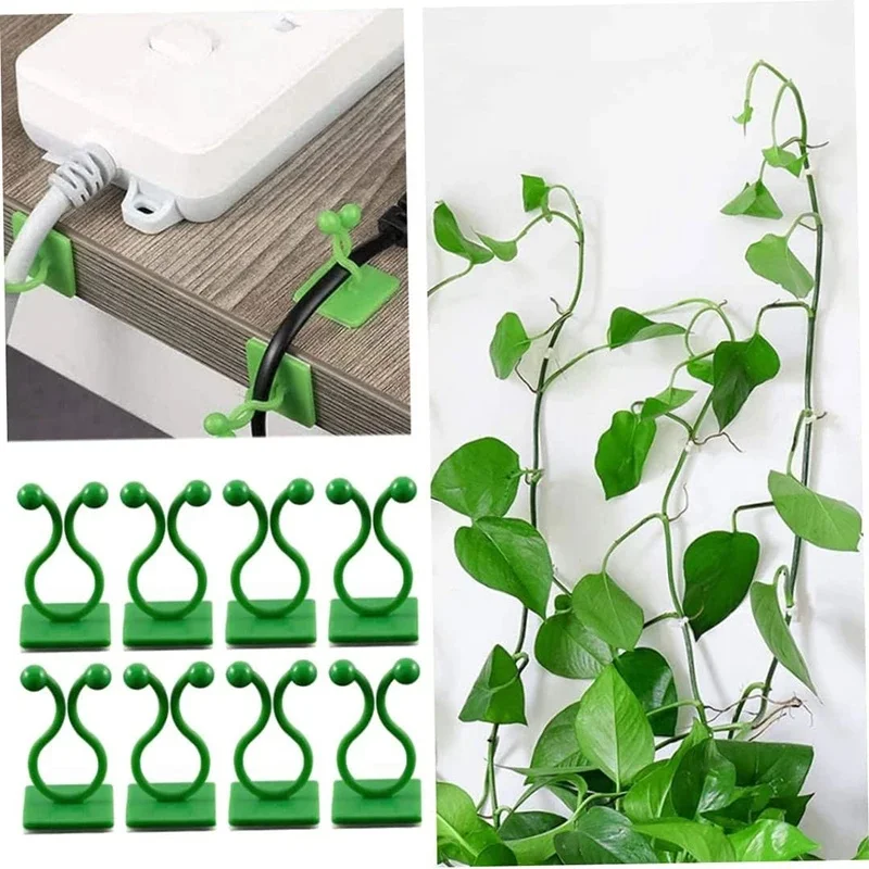 20-80Pcs Plant Climbing Wall Fixture Clips Rattan Vine Fixer Self-Adhesive Hook Invisible Binding Plant Clip Wall StickyClip