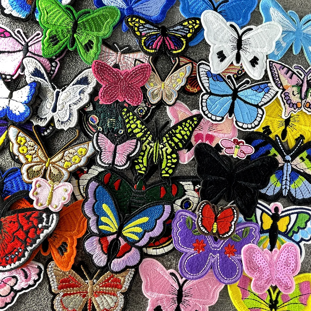 Butterfly Iron on  Embroidery Repair Damage Decoration Modify Patch Embroidered Sewing Applique Stickers Patches for Clothing