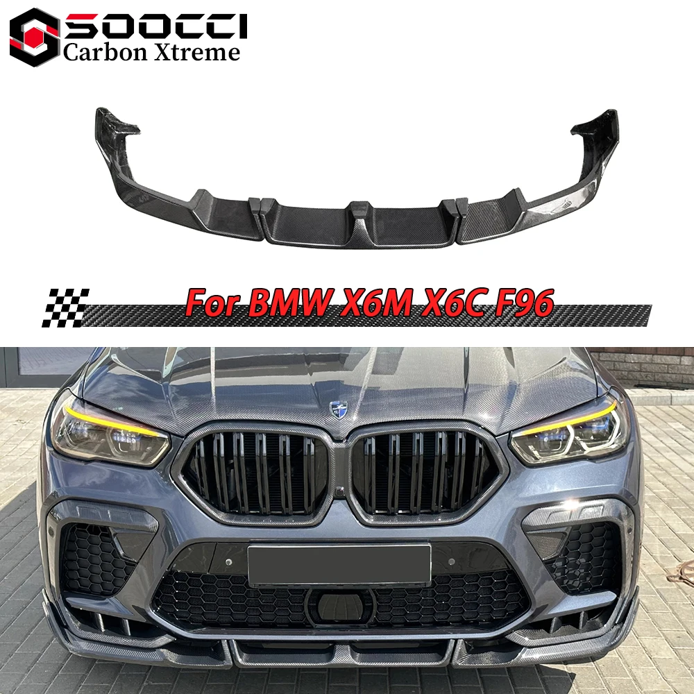 

Передняя губа из углеродного волокна в стиле LD для BMW X6M F96 X6C 2019-2023 гг., комплекты кузова для соревнований, спойлер на подбородок, сплиттер, передний диффузор