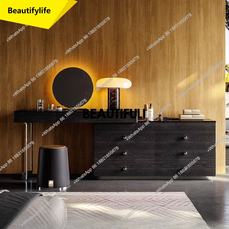 

Q181 Light Mirror Wood Vanity Table Stool Luxury Makeup Desk Dressing Table Bedroom Living Room Coiffeuse De Chambre home Furnit