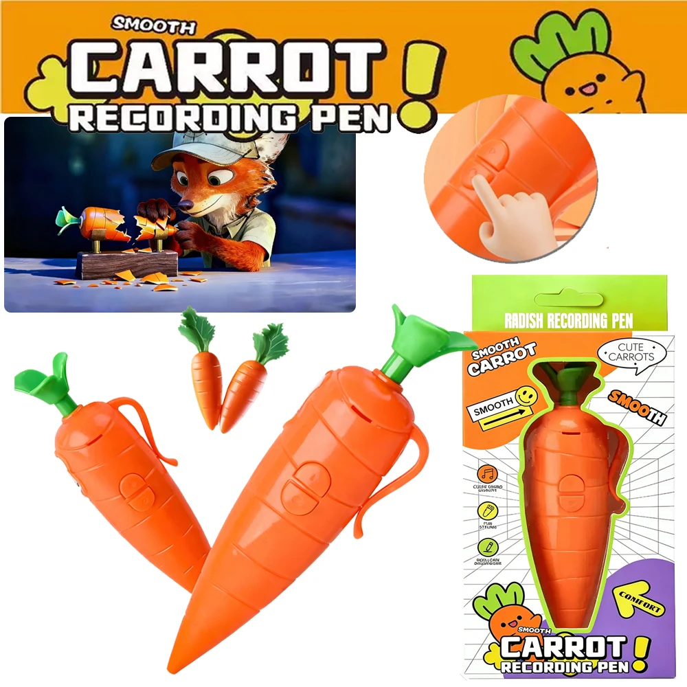 Zootopia 2 Judy Hopps Wortel Voice Recorder Pen Cosplay Prop met echt geluid 60 seconden opnamefunctie Cartoon Kerstcadeaus