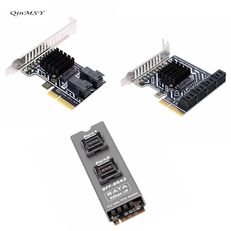 PCI Express 4X PCI-E 4.0 to Dual SFF-8643 8-Ports SATA 3.0 6Gbps Adapter Converter Disk Drive Extension Card