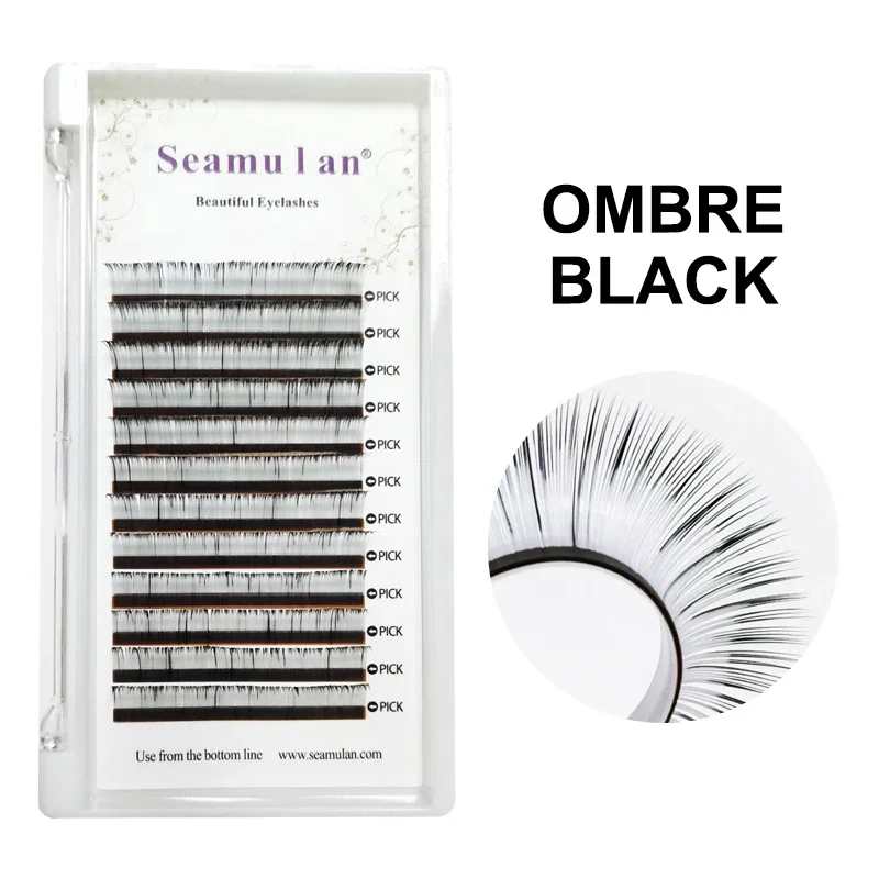 Seamulan Ombre Eyelashes White Black Individual Eyelash Mink Lashes Colored Pink Red Purple Blue False Eyelash Make Up Wholesale