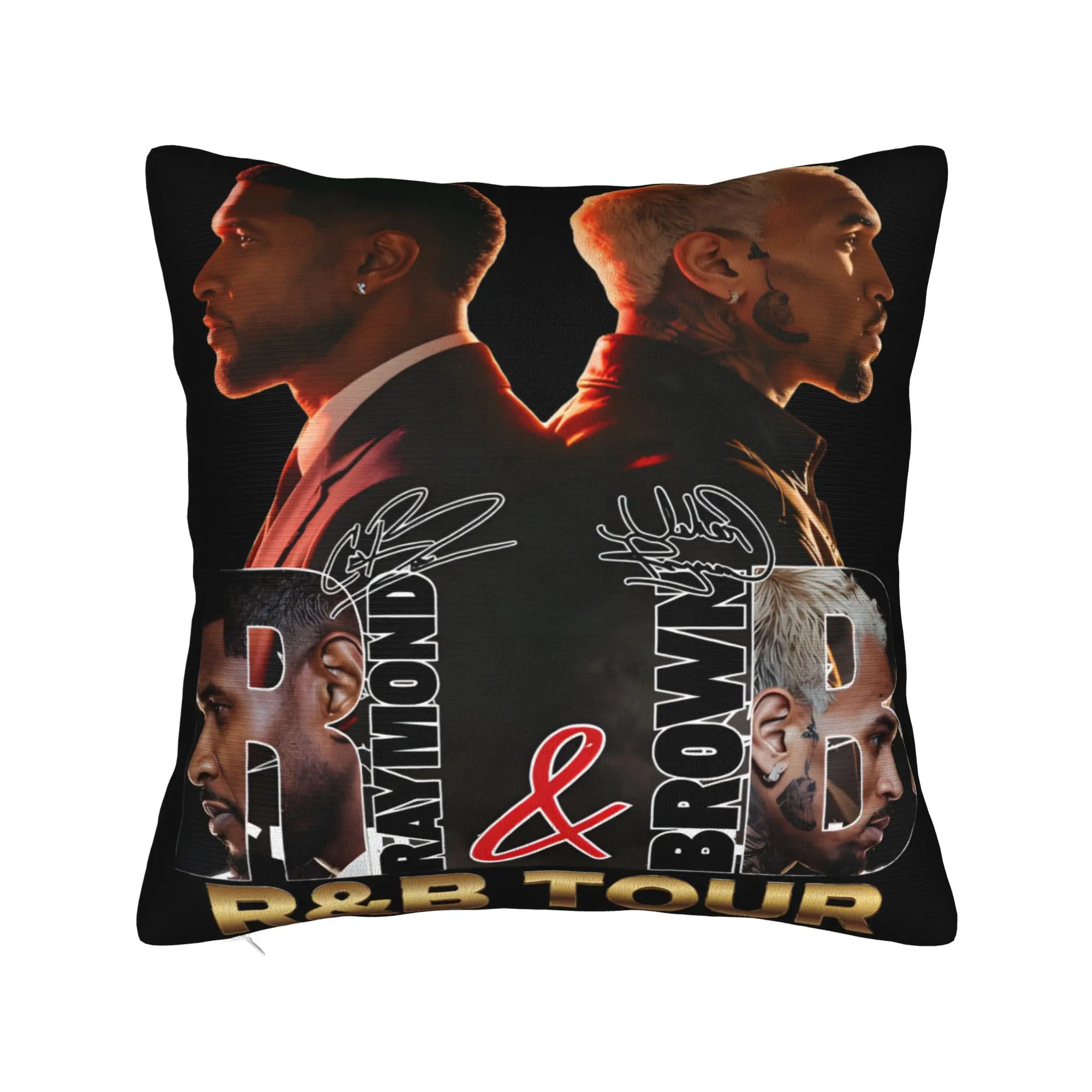 Chris Brown And Usher The Rb Tour Pillowcases Raymond And Brown Cute Funny Pillow Case For Sofa Car Home Decor Soft Pillow Cover